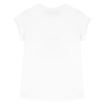 Girls White Bear Logo T-Shirt