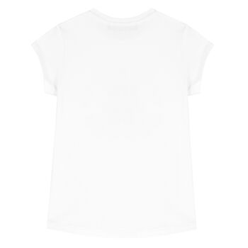 Girls White Bear Logo T-Shirt