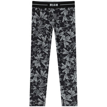 Girls Black Logo & Star Leggings