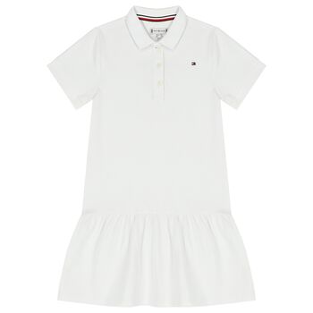 Girls White Logo Polo Dress