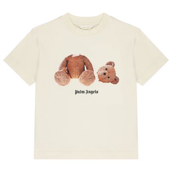 Boys Ivory Teddy Bear Logo T-Shirt