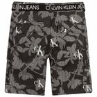 Boys Black & White Logo Shorts, 1, hi-res