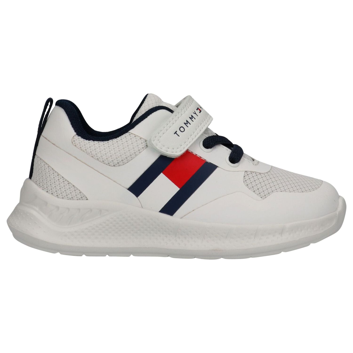 Boys White Logo Trainers, 1, hi-res