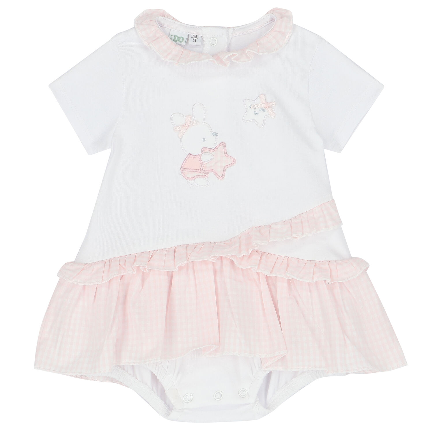 Baby Girls White & Pink Bunny Romper, 2, hi-res