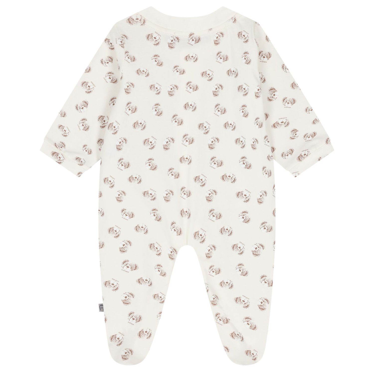Ivory & Beige Teddy Bear Logo Babygrow, 1, hi-res