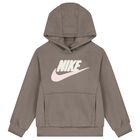 Girls Beige Logo Hooded Top, 1, hi-res