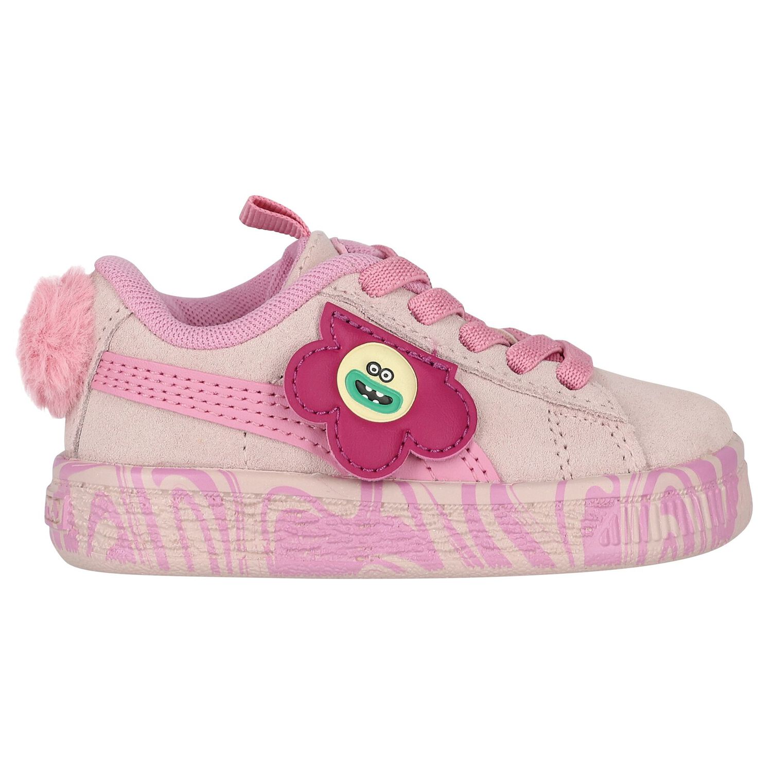 Baby Girls Pink Trolls Suede Trainers, 1, hi-res