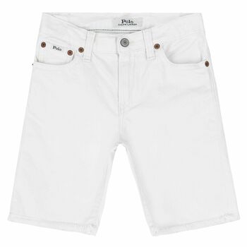 Boys White Denim Shorts