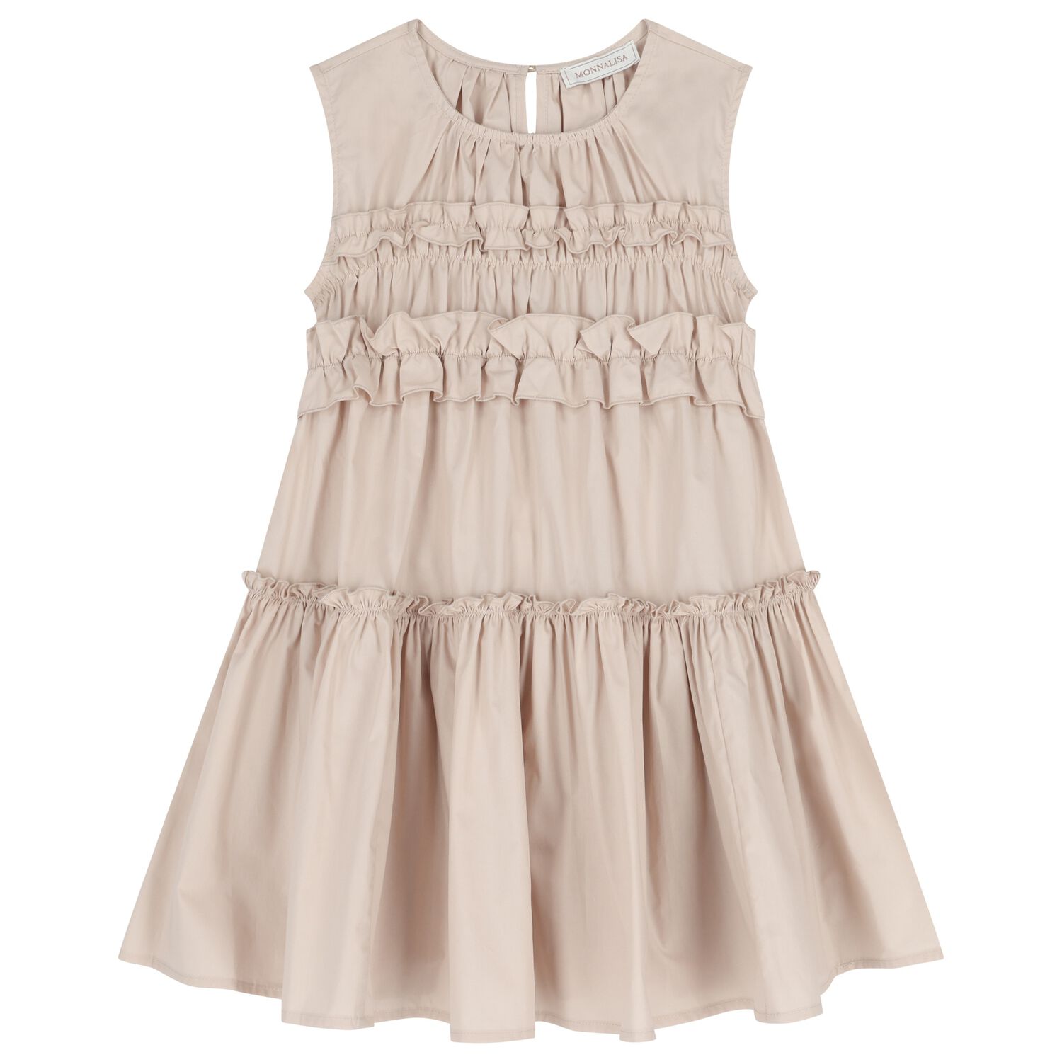 Girls Gold Poplin Ruffle Dress, 1, hi-res