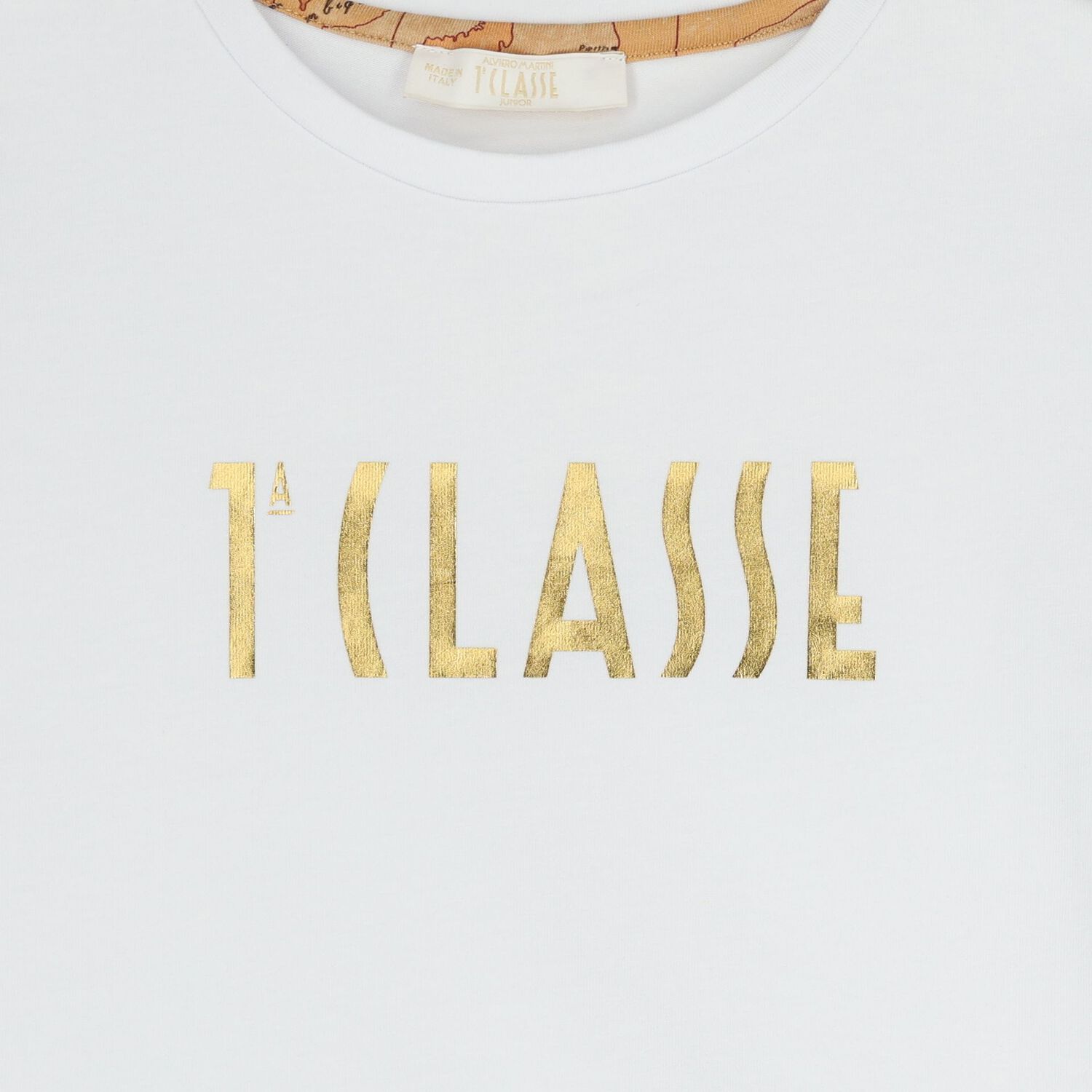 طقم تنورة للبنات بتصميم خريطة جغرافية باللون الأبيض والذهبي, 1, hi-res