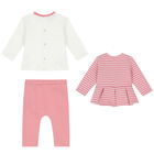 Baby Girls Pink & White 3 Piece Tracksuit, 1, hi-res