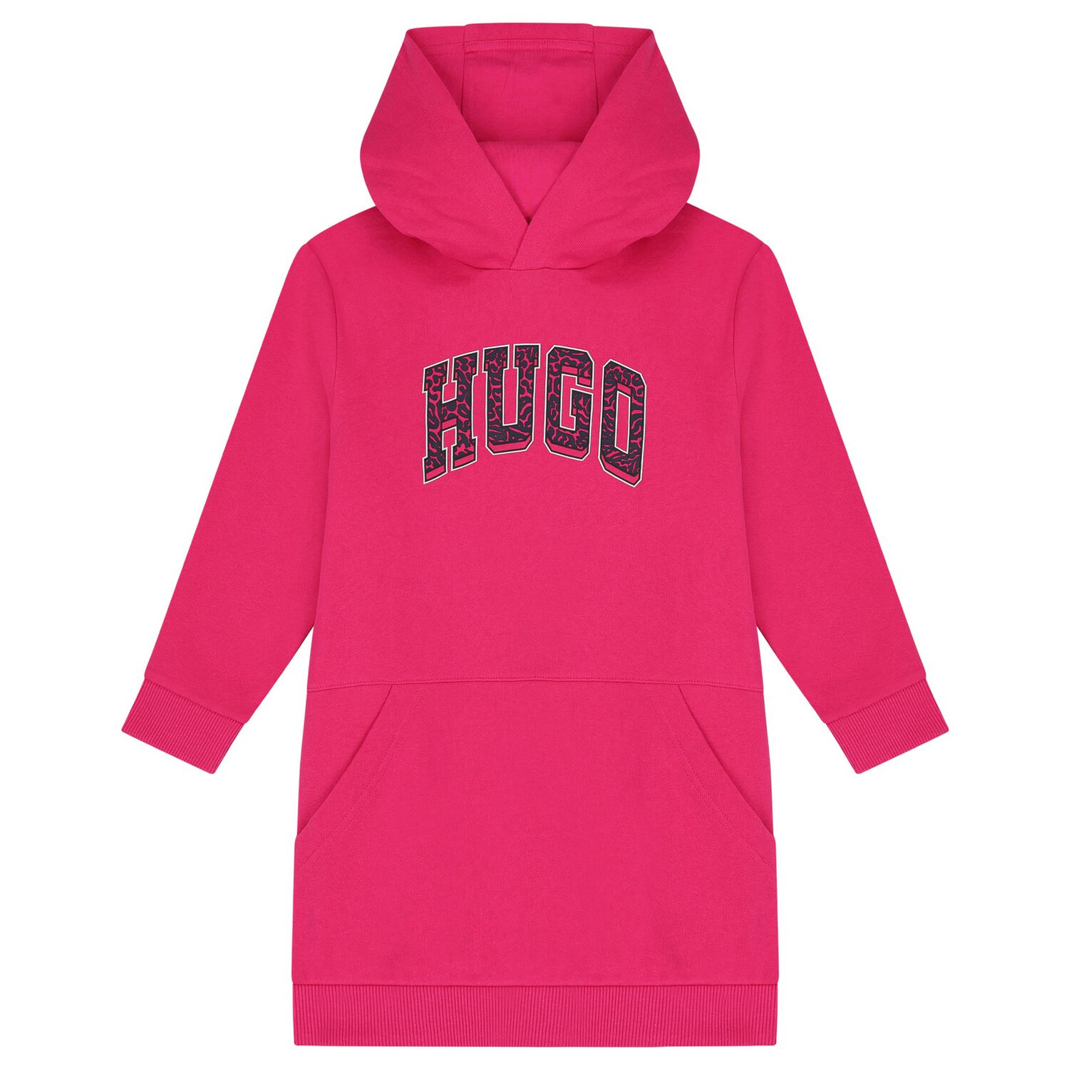 Girls Pink Logo Hooded Dress, 1, hi-res