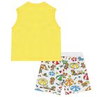 Yellow & White Teddy Bear Logo Shorts Set, 1, hi-res