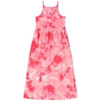 Girls Pink Tie-Dye Logo Dress