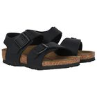 Younger Black Faux Leather Sandals, 1, hi-res