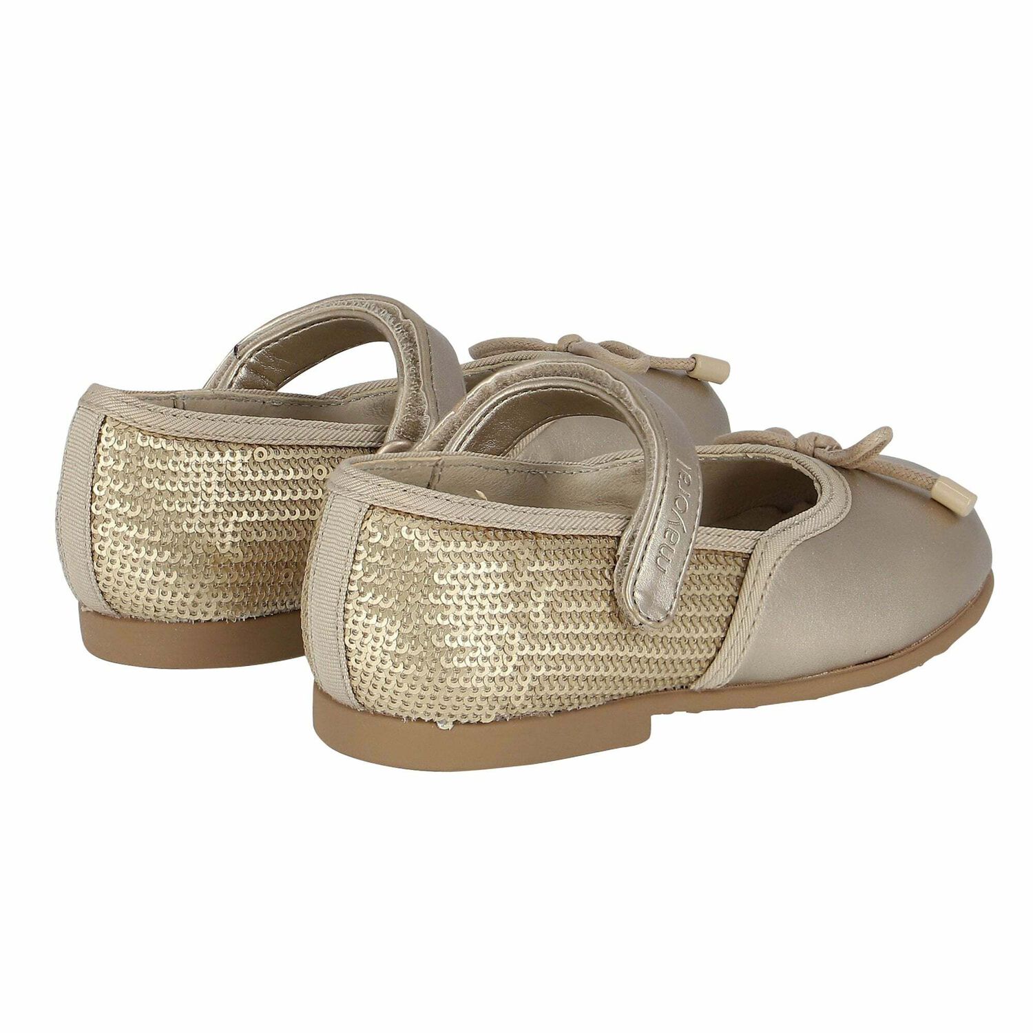 حذاء مطرز باللون الذهبى للبنات, 1, hi-res