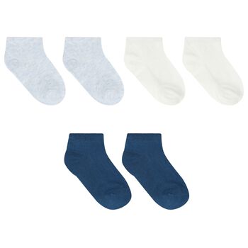 Baby Boys Blue & Ivory Socks (3 Pack)