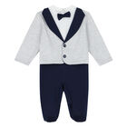 Baby Boys Grey & Navy Babygrow Set, 2, hi-res