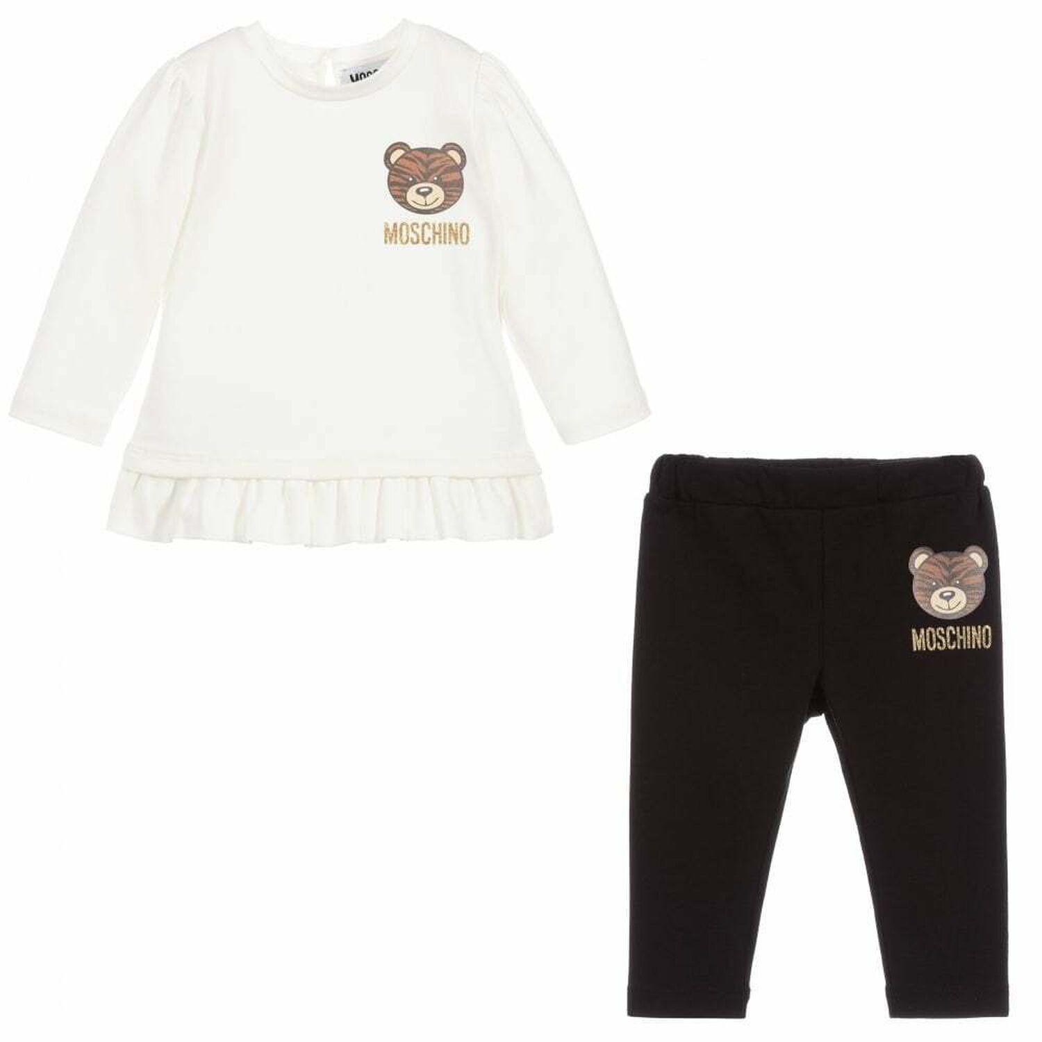 Girls Ivory & Black Leggings Set, 1, hi-res image number null