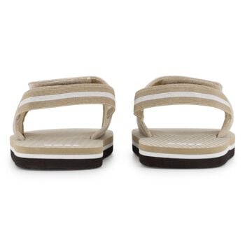 Boys Beige & Black Logo Sandals