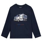 Boys Navy Blue Truck Long Sleeve Top, 2, hi-res