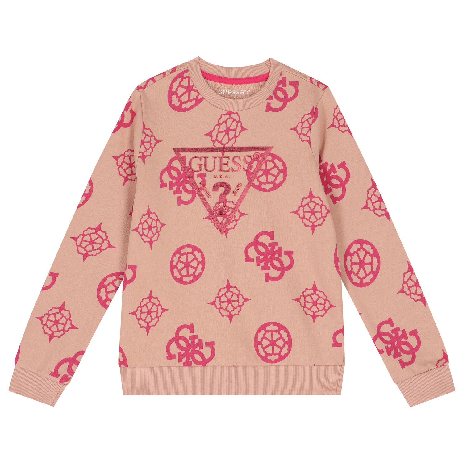 سويتشيرت بنات بالشعار باللون البيج, 2, hi-res