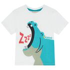 Boys White Hippopotamus T-Shirt, 1, hi-res