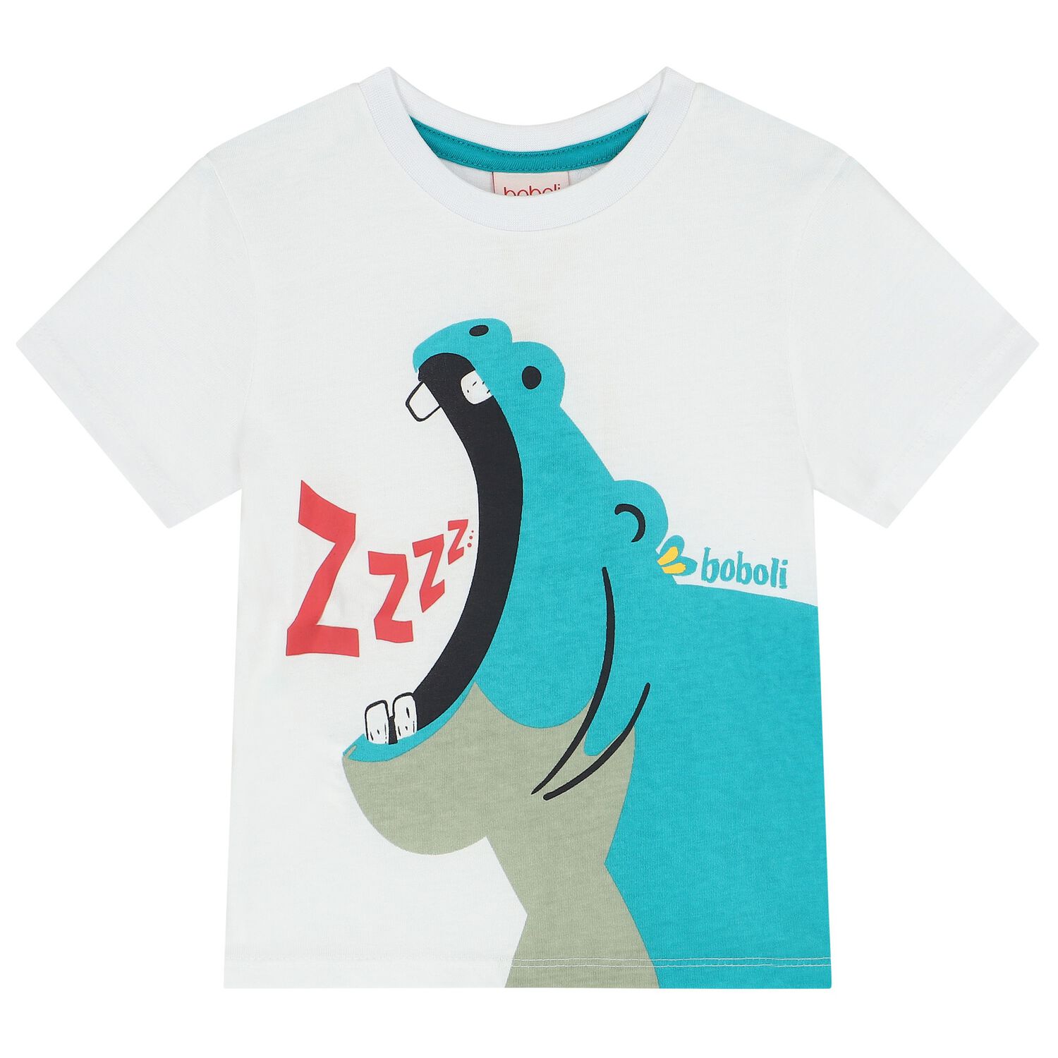 Boys White Hippopotamus T-Shirt, 1, hi-res image number null
