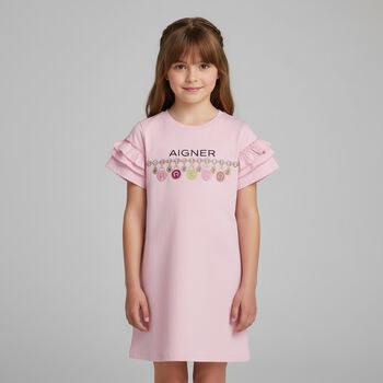 Girls Pink Logo Dress, 1 Girls Pink Logo Dress