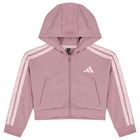 Girls Pink Logo Hooded Zip Up Top, 1, hi-res