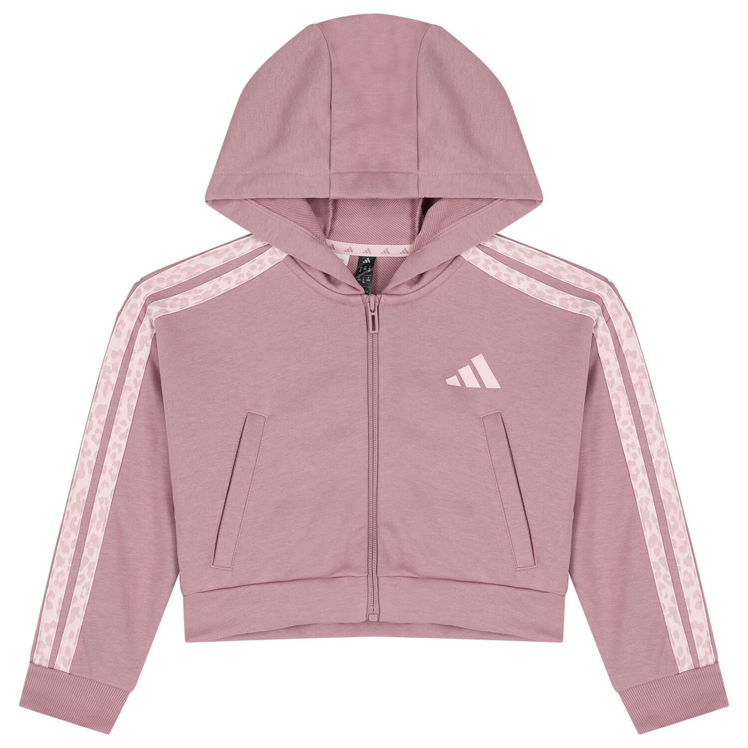 Girls Pink Logo Hooded Zip Up Top, 1, hi-res