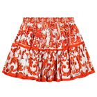 Girls White & Orange Majolica Skirt, 1, hi-res
