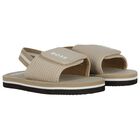 Boys Beige & Black Logo Sandals, 1, hi-res