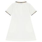 Girls White Check Polo Dress, 1, hi-res
