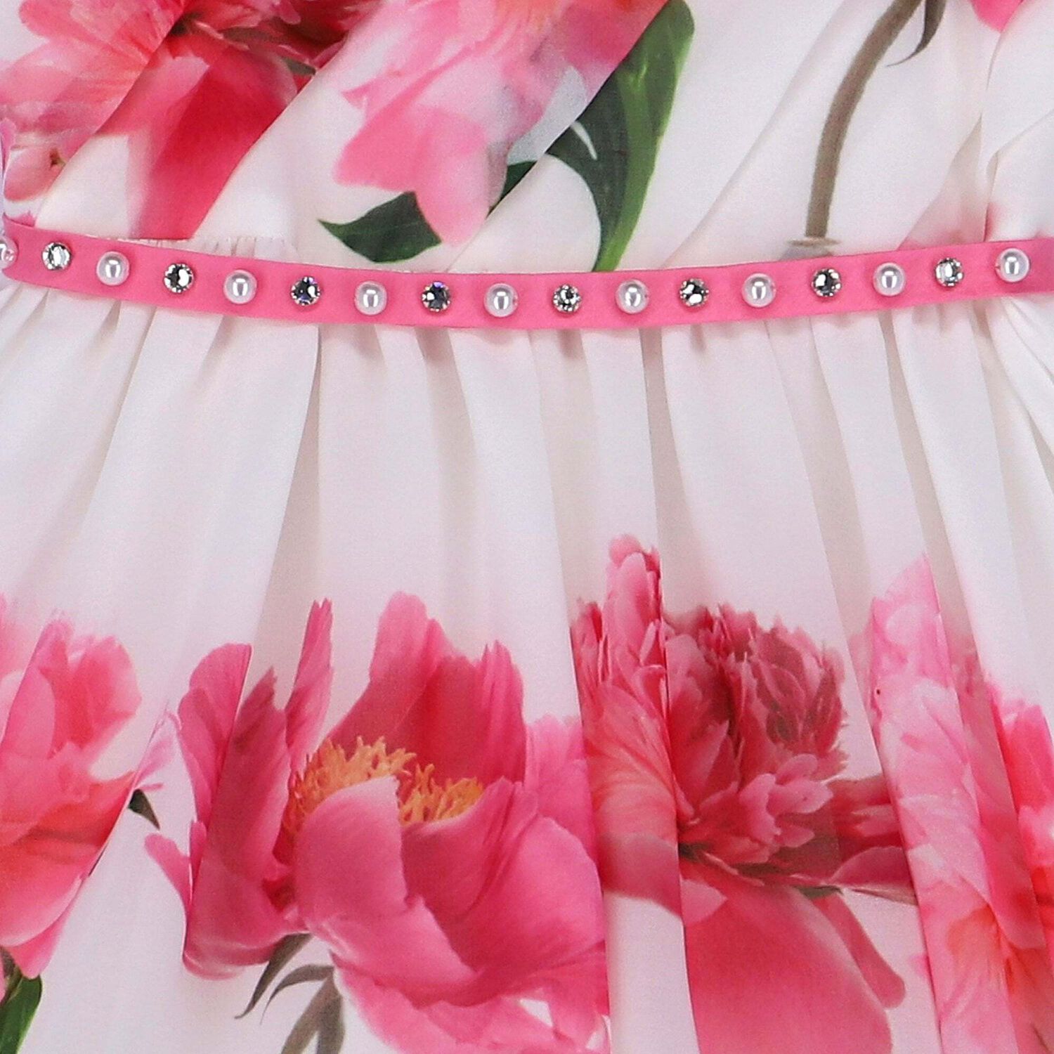 Girls White Floral Print Dress, 1, hi-res image number null