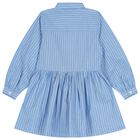 Girls Blue & White Striped Shirt Dress, 1, hi-res