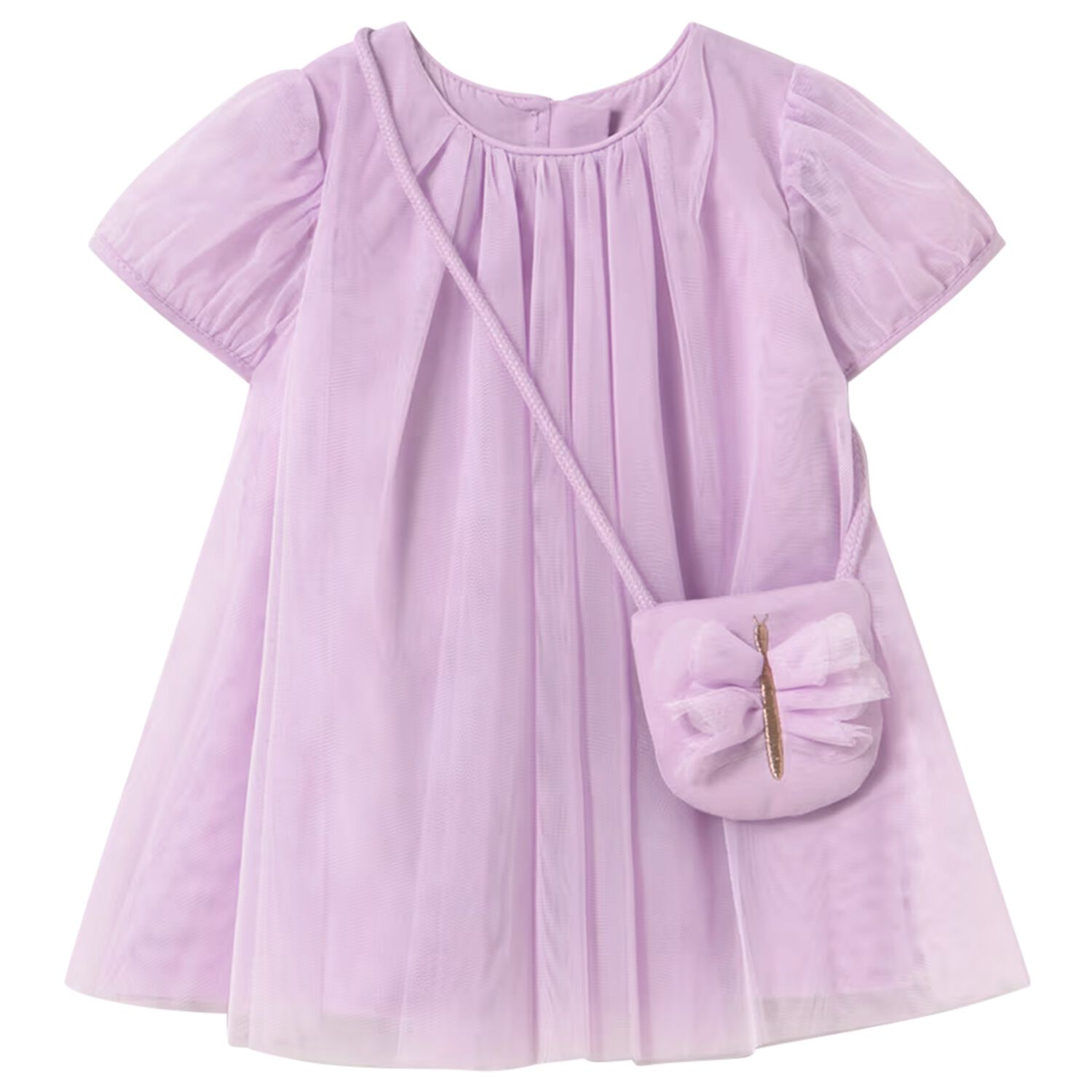 Younger Girls Lilac Tulle Dress Set, 2, hi-res