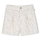 Girls Ivory Sequin Tweed Shorts , 1, hi-res