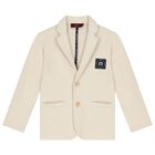 Boys Beige logo Blazer, 1, hi-res