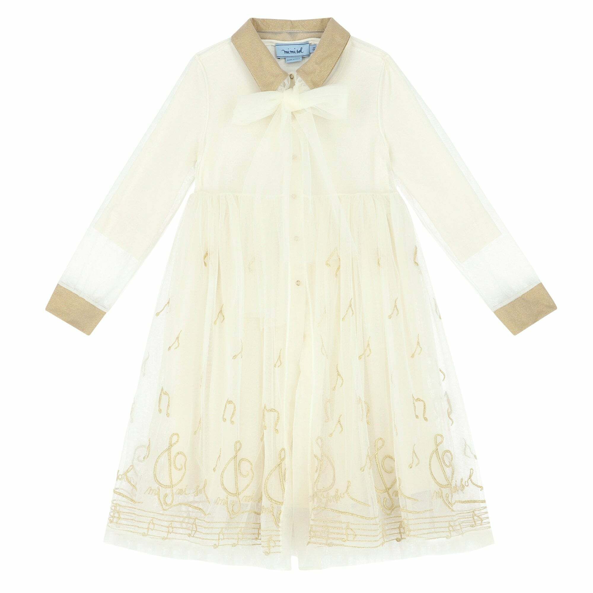 Mi Mi Sol Girls Ivory Gold Tulle Dress Junior Couture UAE
