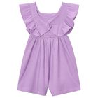 Girls Purple Crochet Flower Playsuit, 1, hi-res