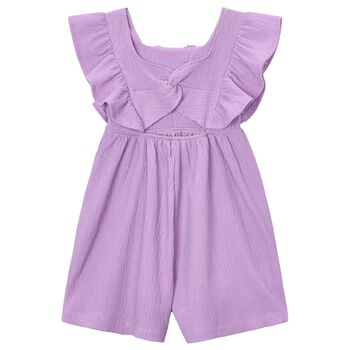 Girls Purple Crochet Flower Playsuit
