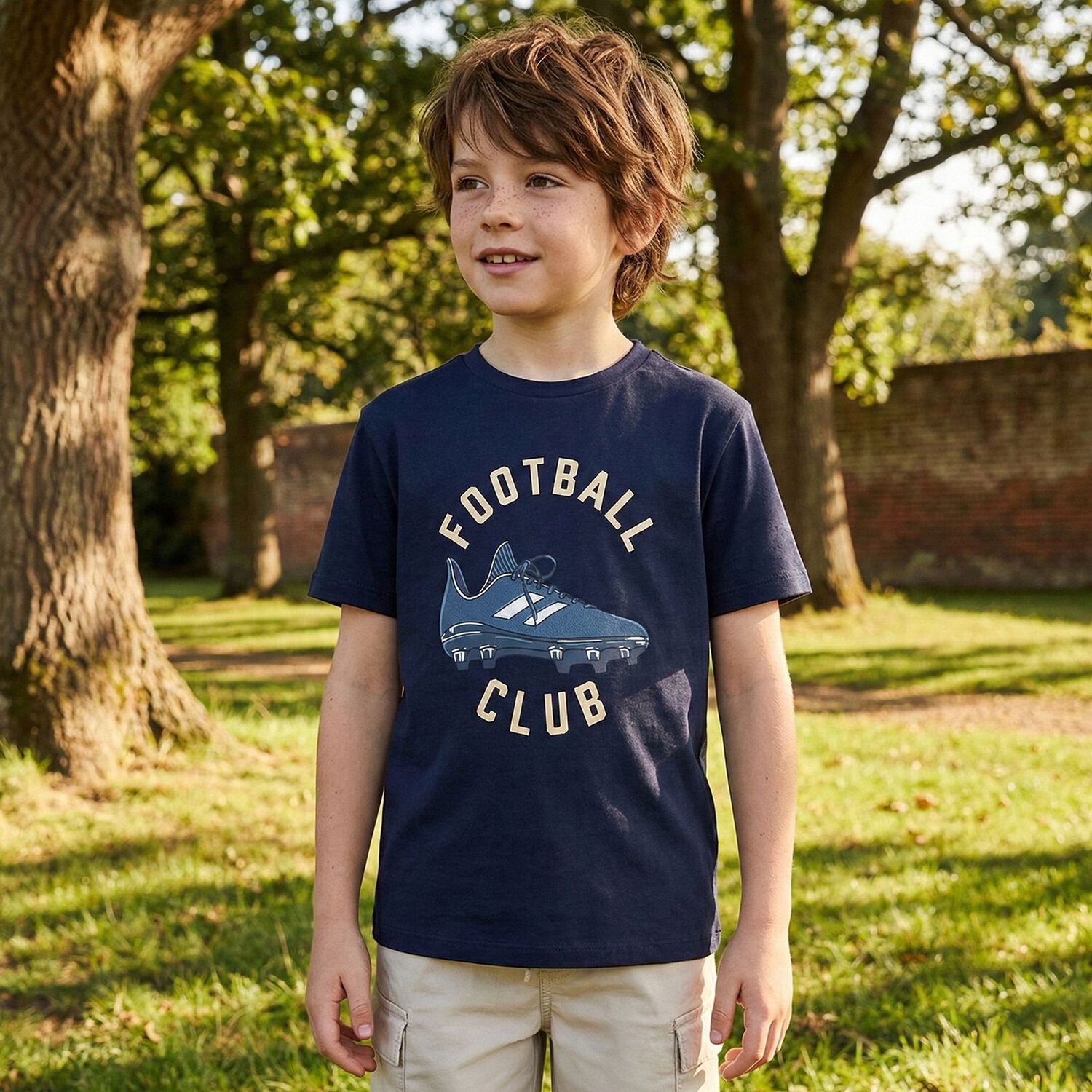 Boys Navy Blue Football T-Shirt, 1, hi-res