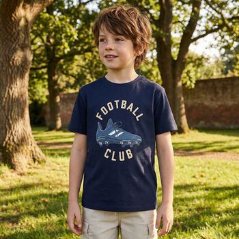 Boys Navy Blue Football T-Shirt