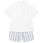 Younger Boys White & Blue Shorts Set, 1, hi-res