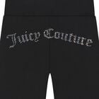 Girls Black Crystal Embellished Diamant&eacute; Logo Flared Leggings, 1, hi-res