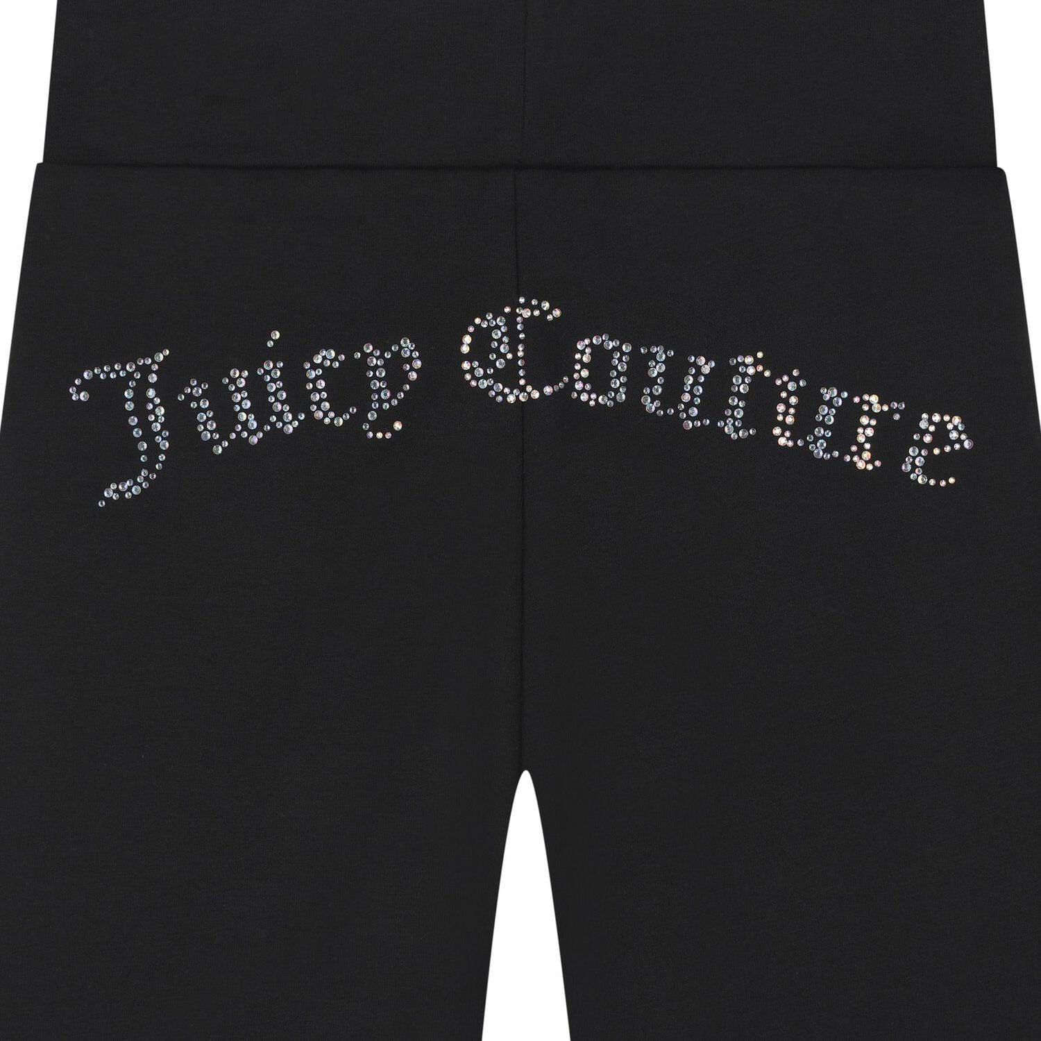 Girls Black Crystal Embellished Diamant&eacute; Logo Flared Leggings, 1, hi-res