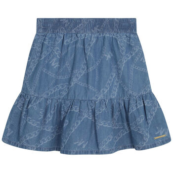 Girls Blue Chambray Logo Skirt