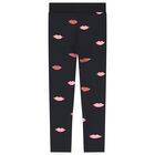 Girls Black Logo Leggings, 1, hi-res