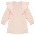 فستان بنات بالشعار باللون الزهري, 1, hi-res